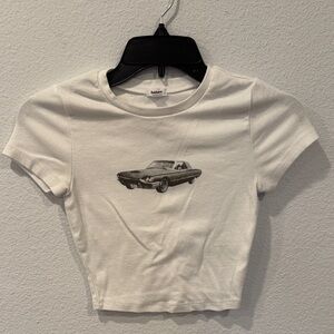 Garage White Short Sleeve Tee with Car Graphic